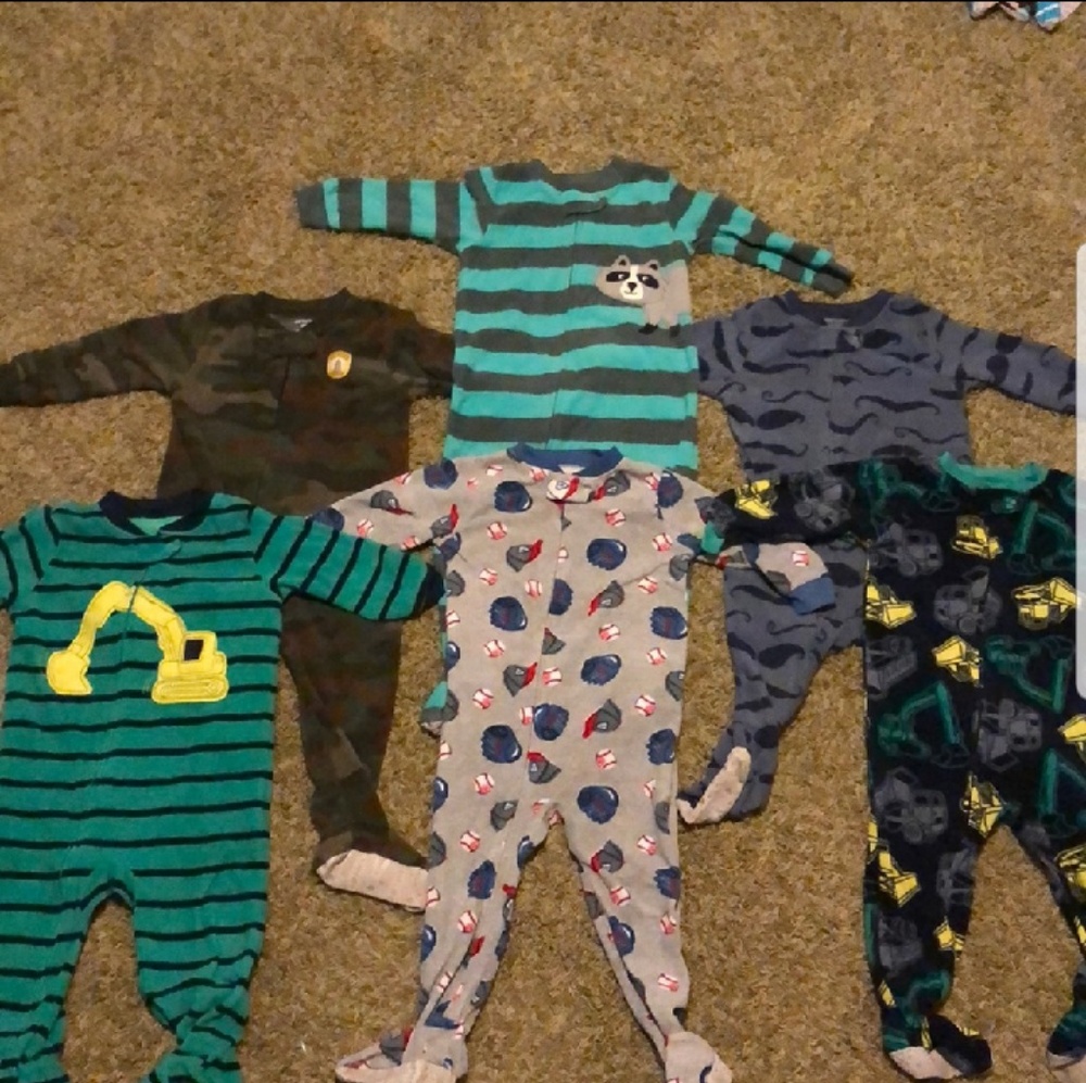 Lot of 6 18 month boys footed pajamas